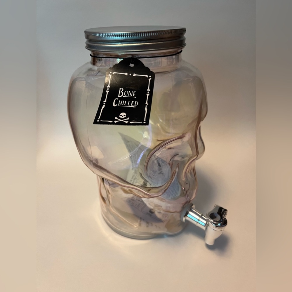 NEW Bone Chilled Skull Iridescent Glass Beverage Dispenser 3.8L - Picture 4 of 6
